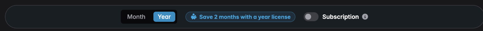 The Month and Year toggle with the save-two-months note