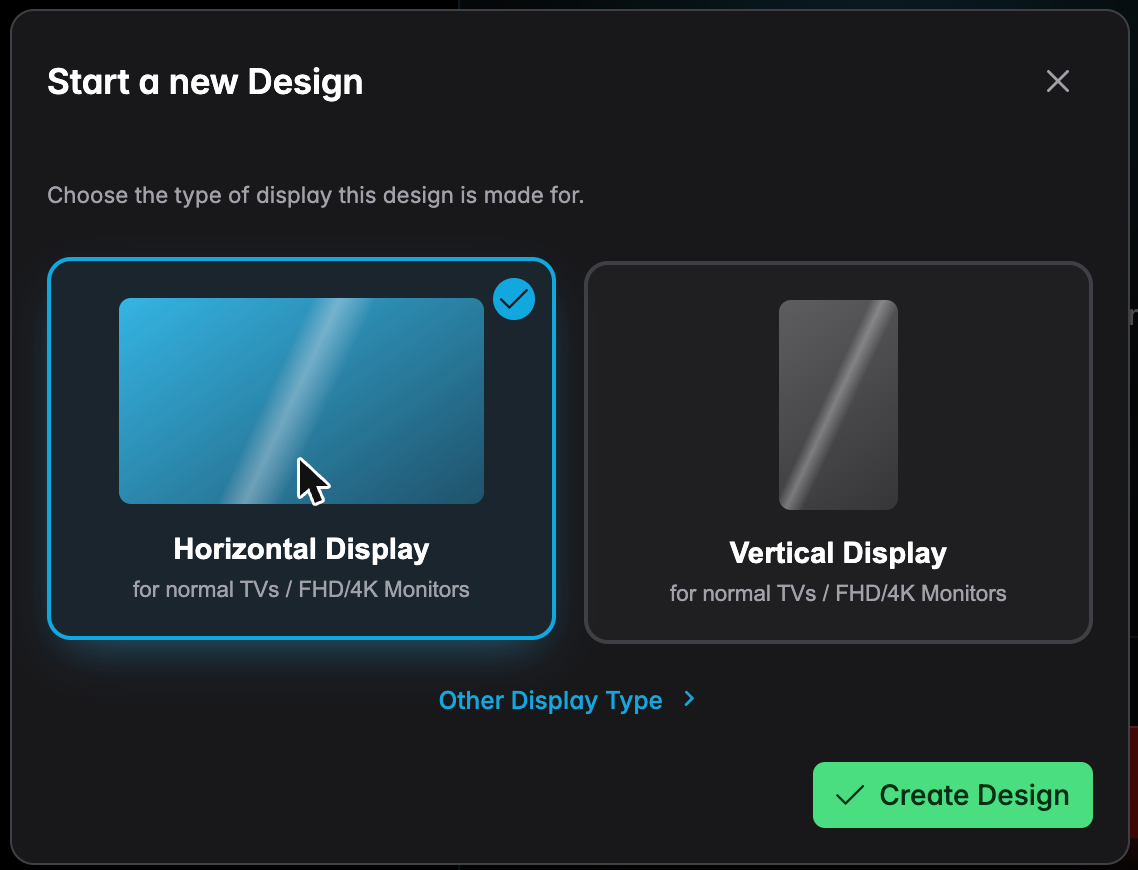 Choosing between a horizontal and a vertical display