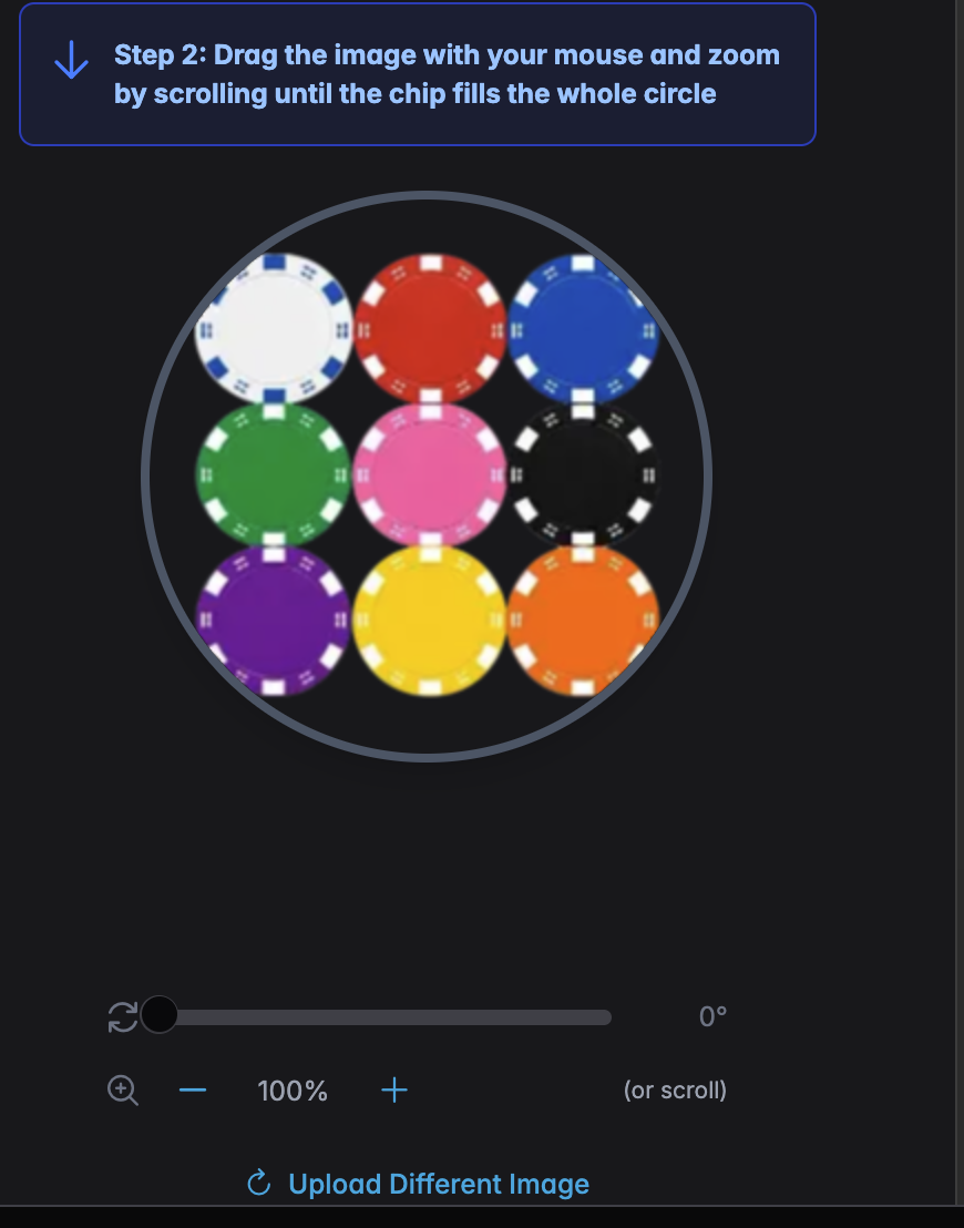 The uploaded image inside the circular crop preview with zoom and rotation controls