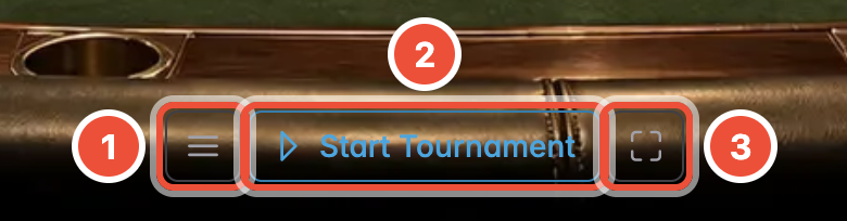 The control bar with the menu, start button and fullscreen toggle