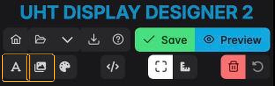 The toolbar with the fonts and images buttons ringed