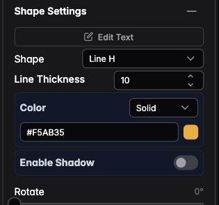 The Shape Settings panel