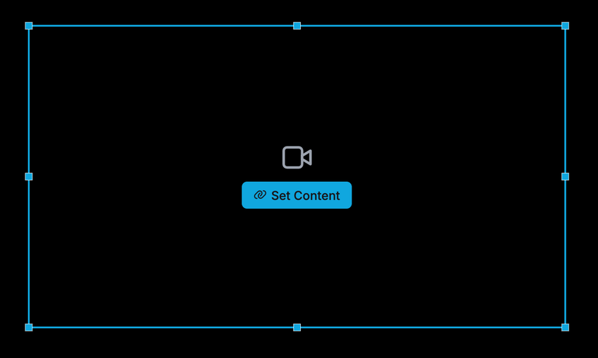 The Embed component freshly dropped, showing a video icon and a Set Content button