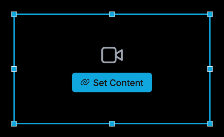 The Embed component freshly dropped, showing a video icon and a Set Content button