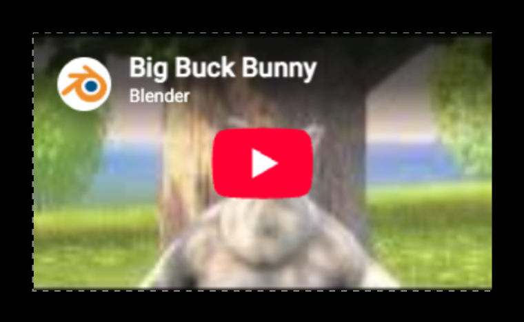 The Embed component in the designer showing a loaded YouTube video